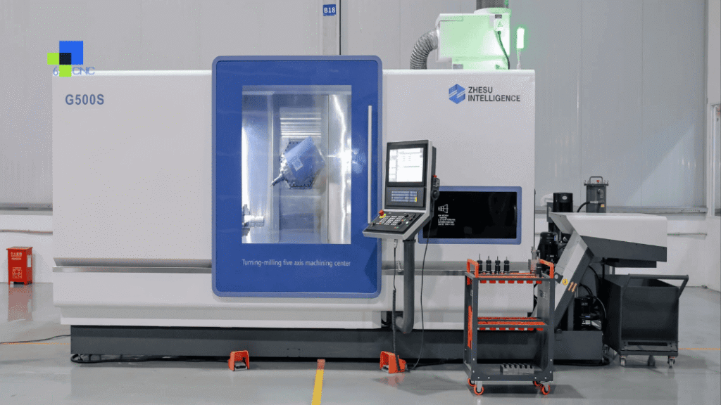 6cnc is equipped with a seven-axis, five-axis simultaneous turning and milling machining centre