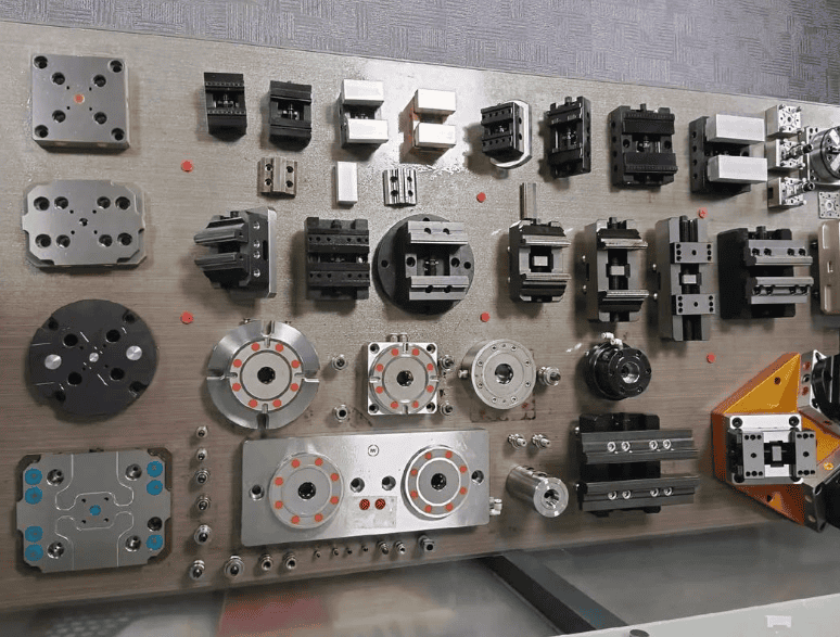 There are various types of automated components laid out on the desk