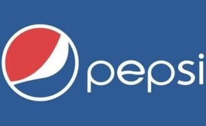 Pepsi logo on a blue background, featuring the iconic red, white, and blue emblem.