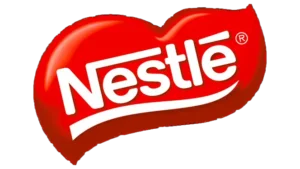 Nestlé logo on a red background, representing the global food and beverage brand.