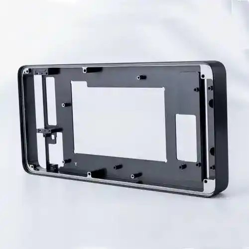 Machined enclosure frame with connector openings and mounting details