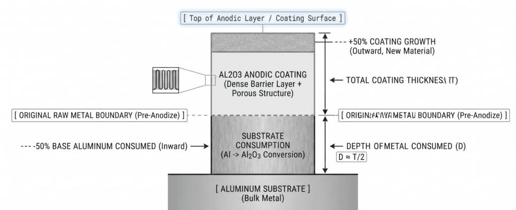 Schematic Diagram of Tolerances After Anodizing
