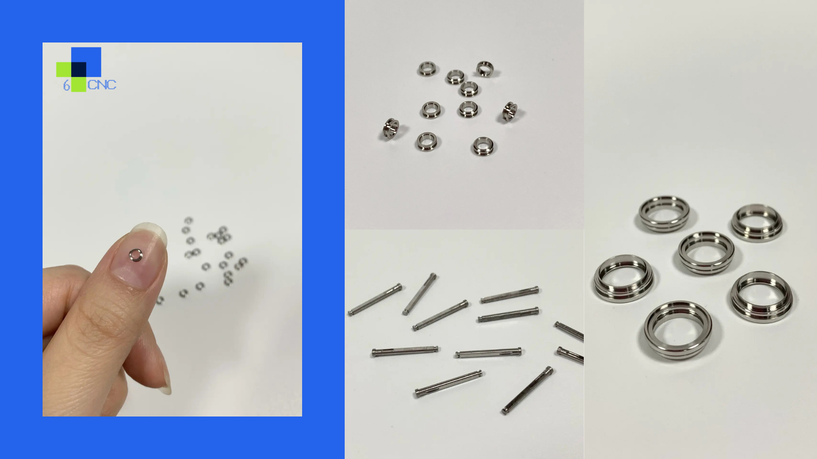 Miniature rings, pins, and precision parts produced with Swiss CNC machining