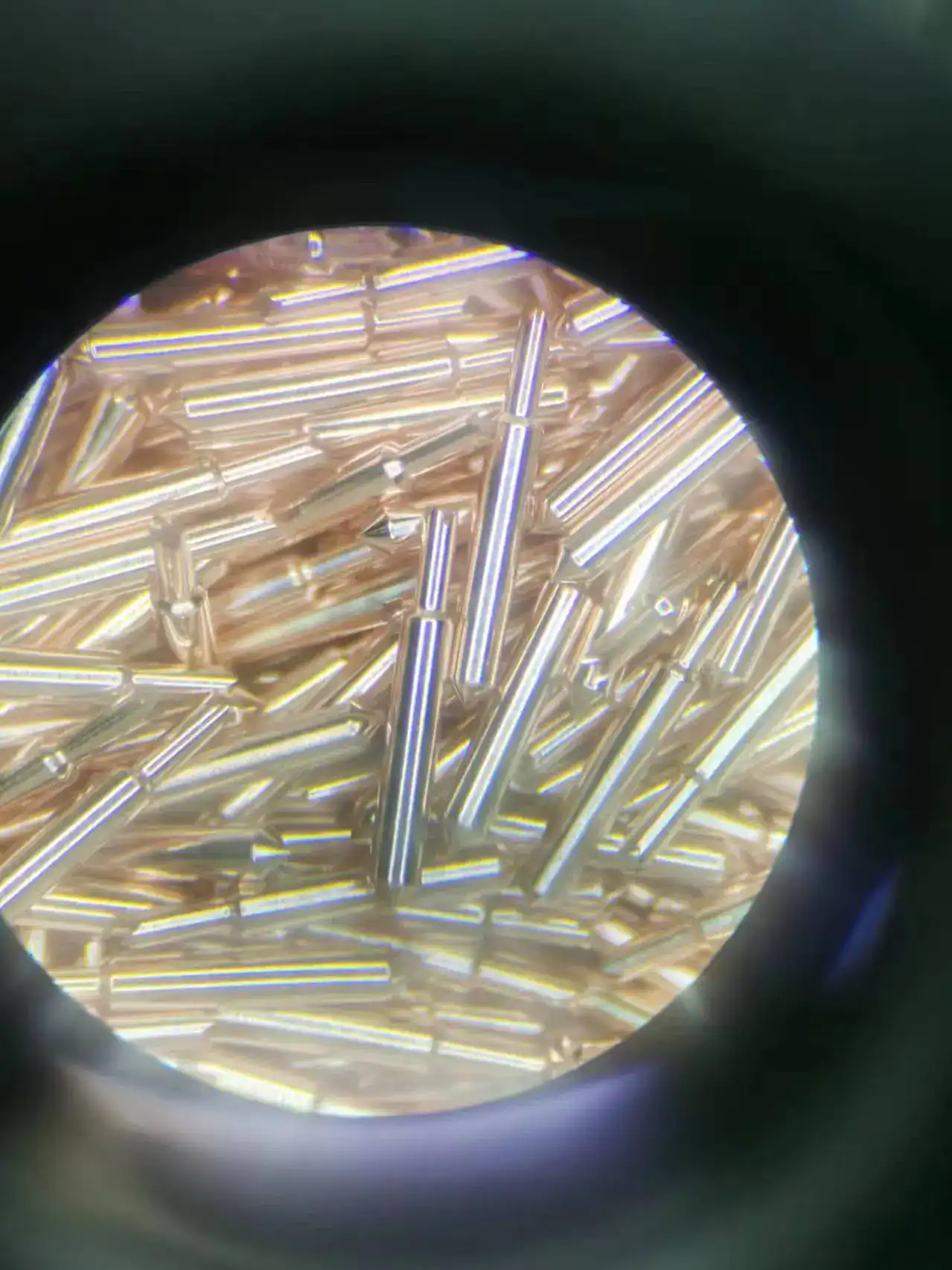 Microscope inspection of finished micro pins