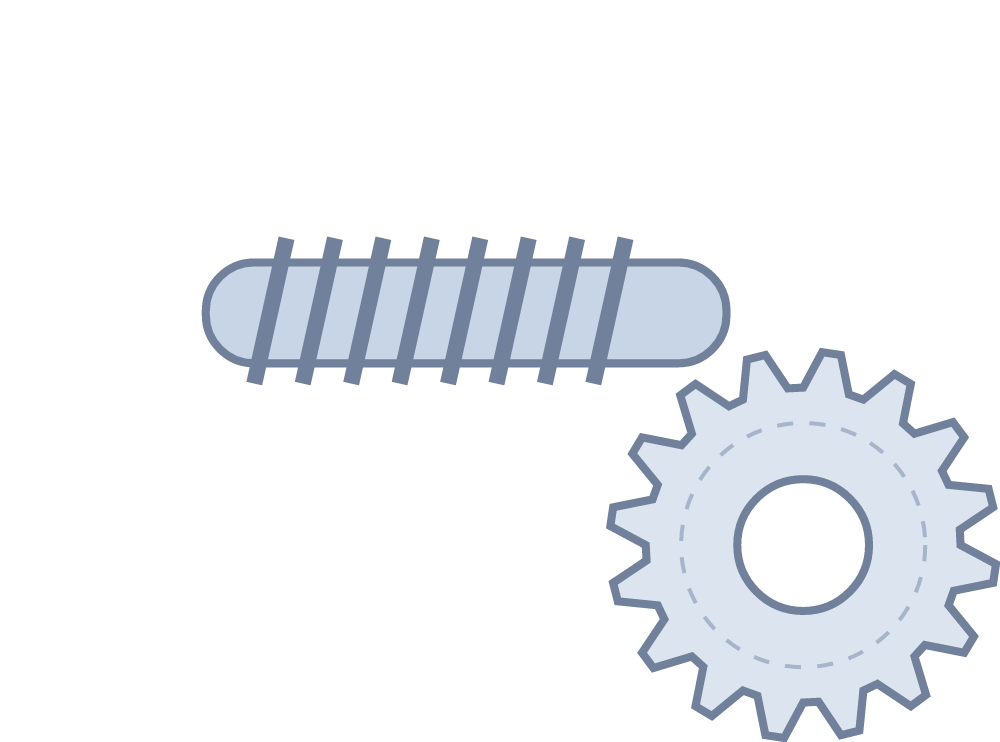 Worm gears & shafts — simplified type illustration