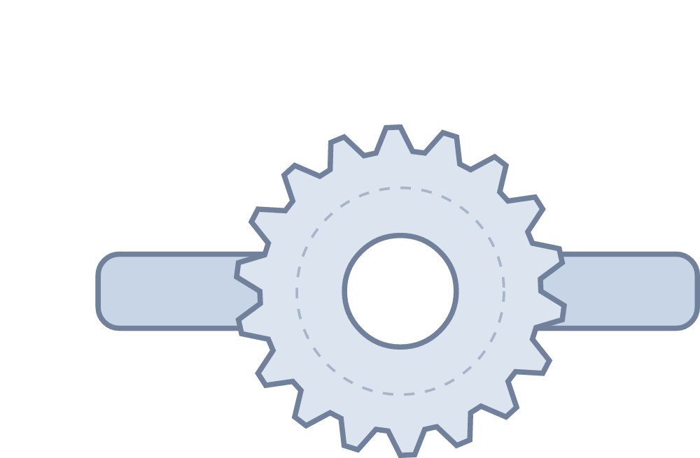 Gear shafts & pinions — simplified type illustration