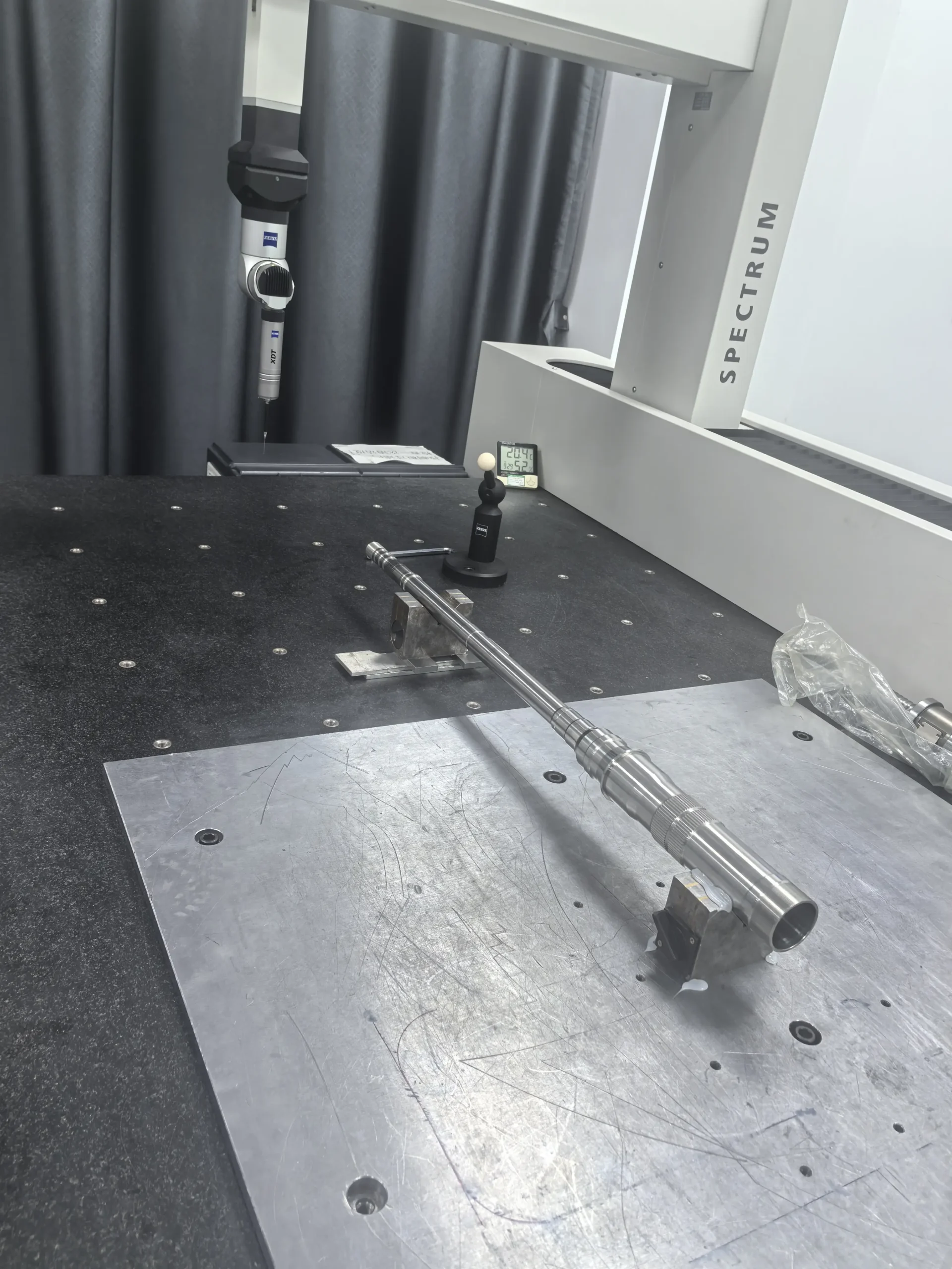 Shaft positioned for coordinate measuring machine inspection